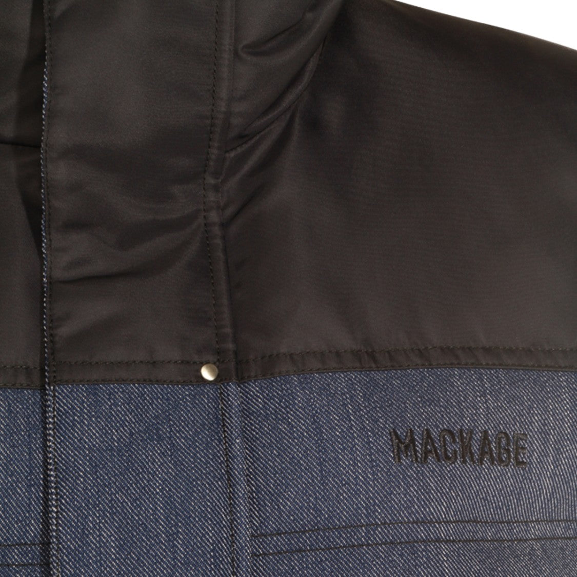Mackage Quilted Casual Vest With Textured Denim Finish