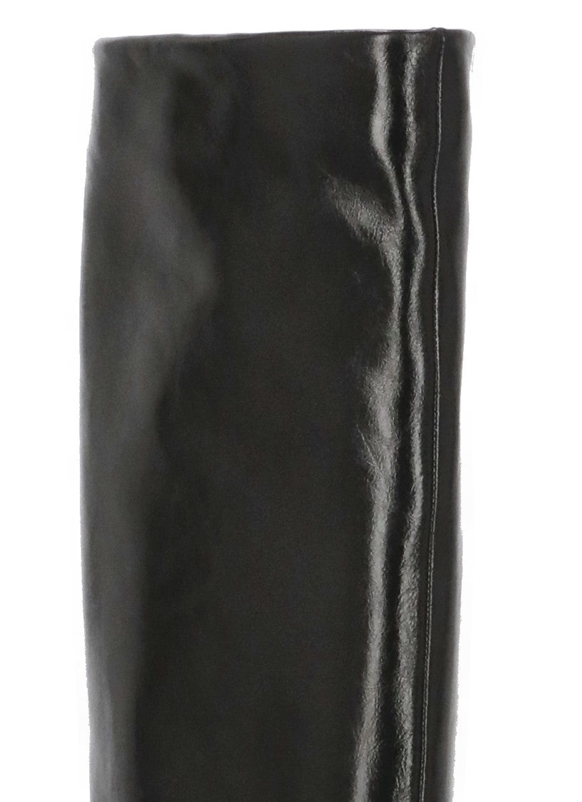 Khaite High-Shaft Leather Boots With Glossy Finish