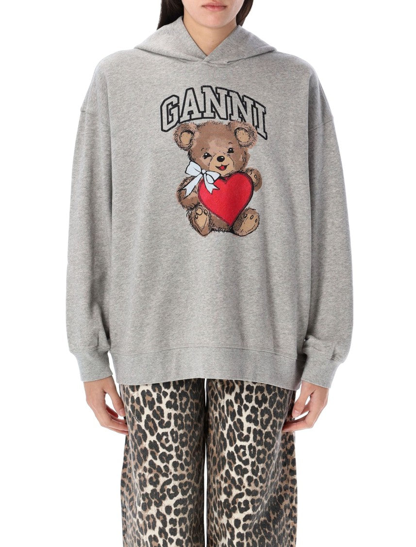 Ganni Oversized Bear Graphic Hoodie