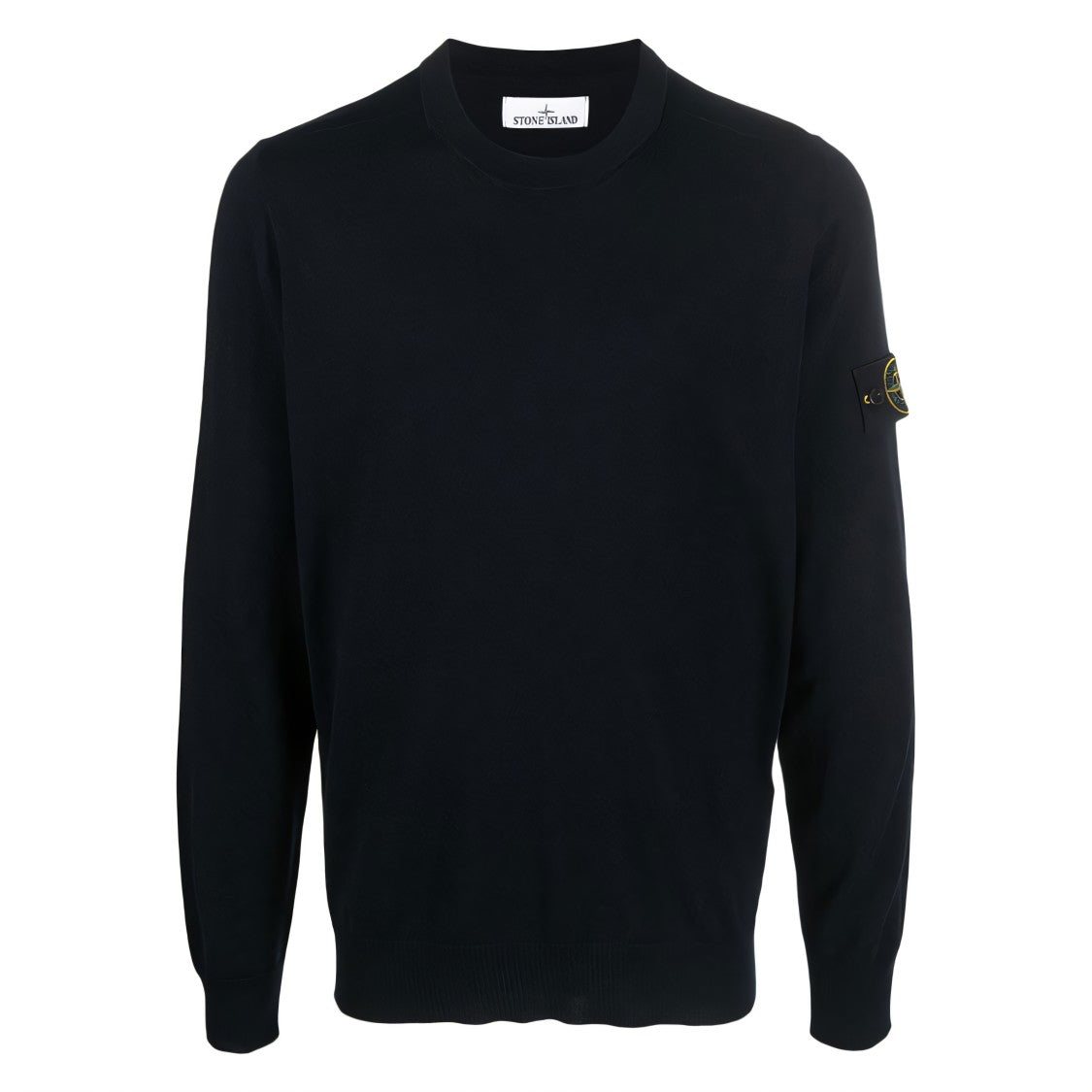 Stone Island Crew Neck Wool Sweater With Signature Patch Detail