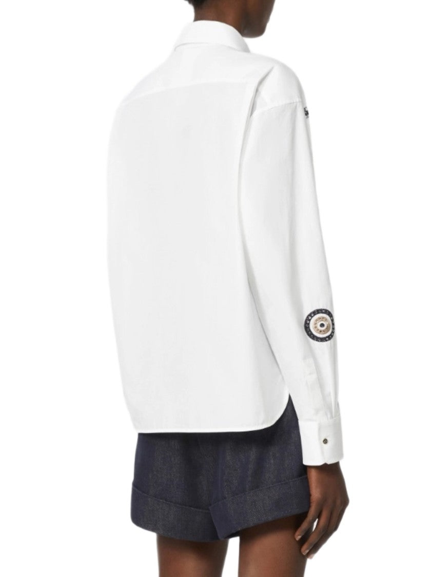 Max Mara Classic White Long-Sleeve Shirt With Embroidered Details