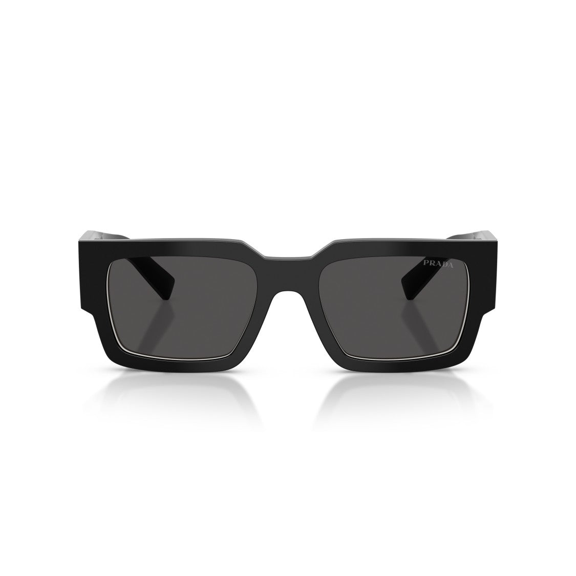 Prada 0Pr B17s Rectangular Black Acetate Sunglasses