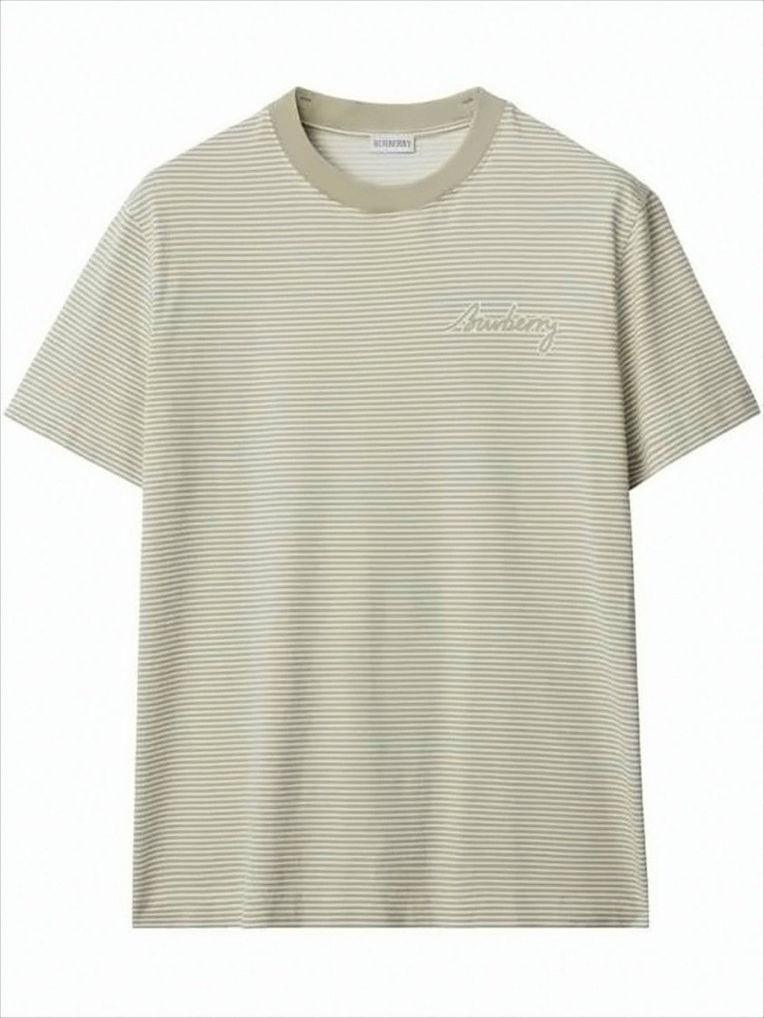 Burberry Horizontal Stripe Short-Sleeve T-Shirt With Embroidered Logo