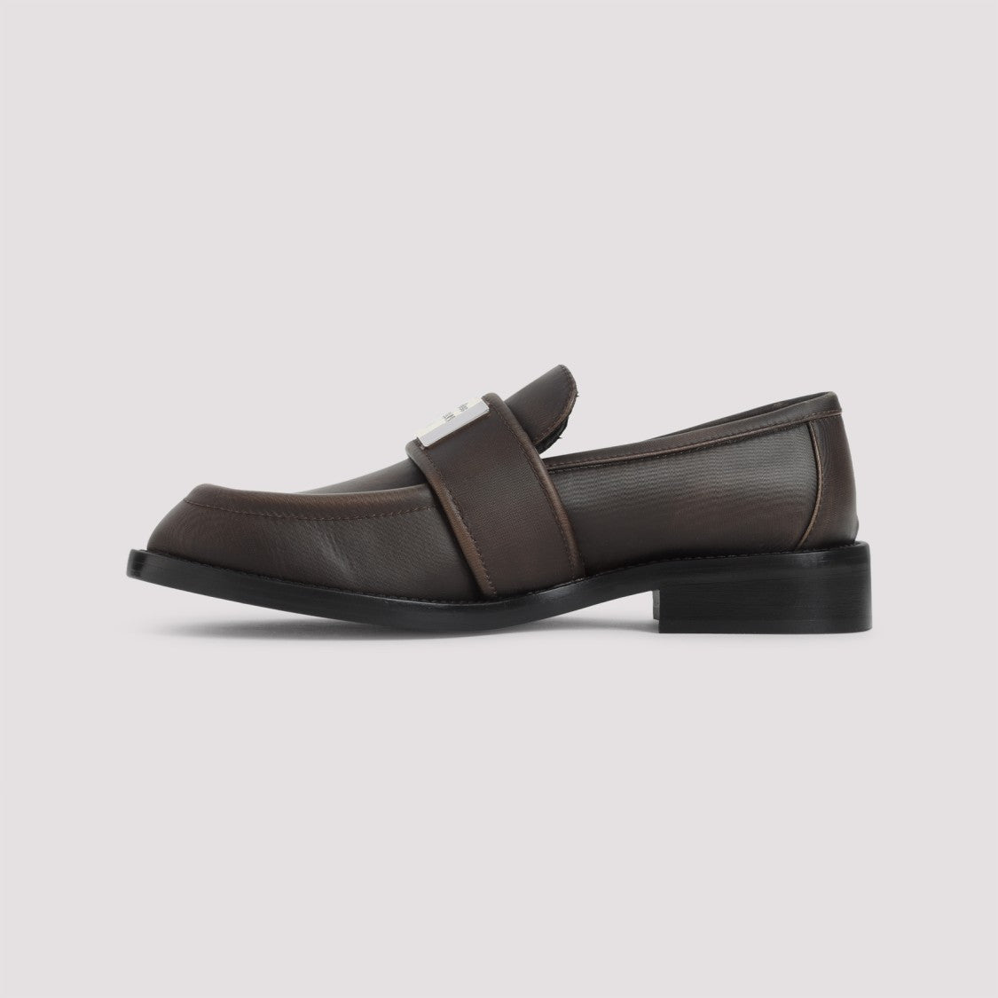 Acne Studios Brown Brushed Nylon Loafers With Silver-Tone Detailing