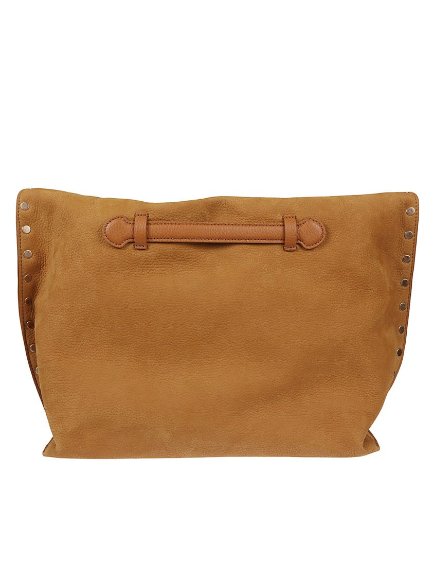 Zanellato Brown Textured Leather Tote With Fold-Over Flap