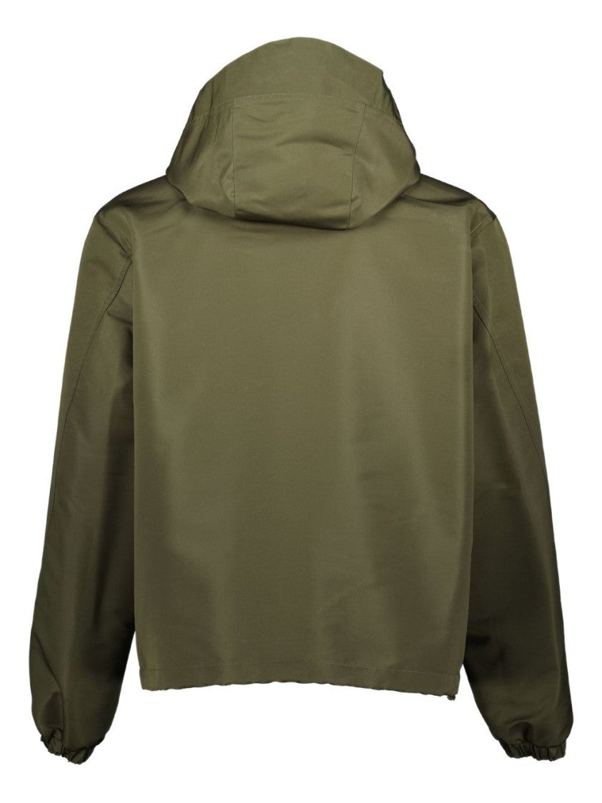 Givenchy Khaki Hooded Zip Front Embroidered Jacket