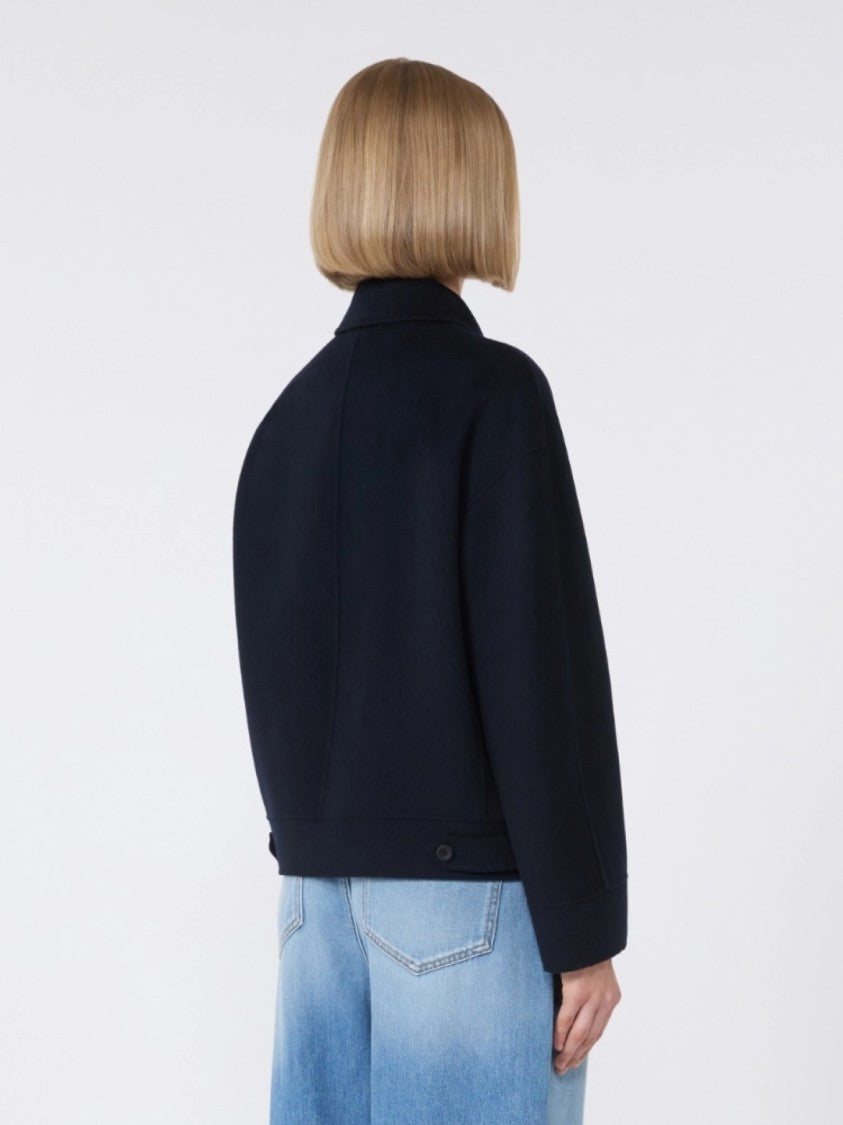 Max Mara Structured Blue Jacket With Virgin Wool