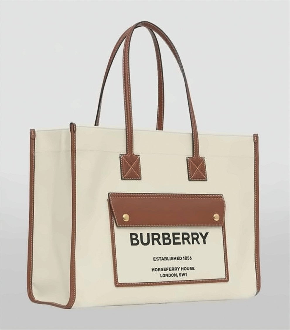 Burberry Structured Rectangular Canvas Shoulder Bag