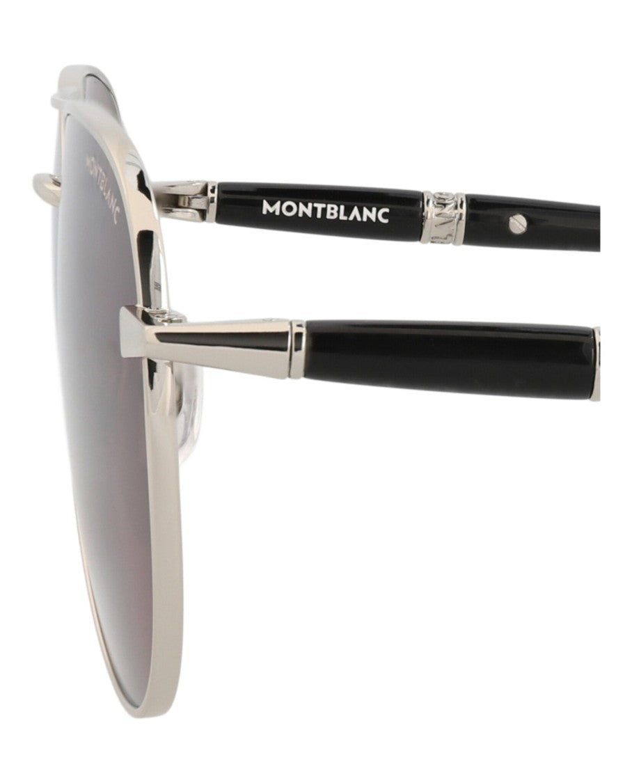 Montblanc Sleek Aviator-Frame Metal Sunglasses With Polished Finish