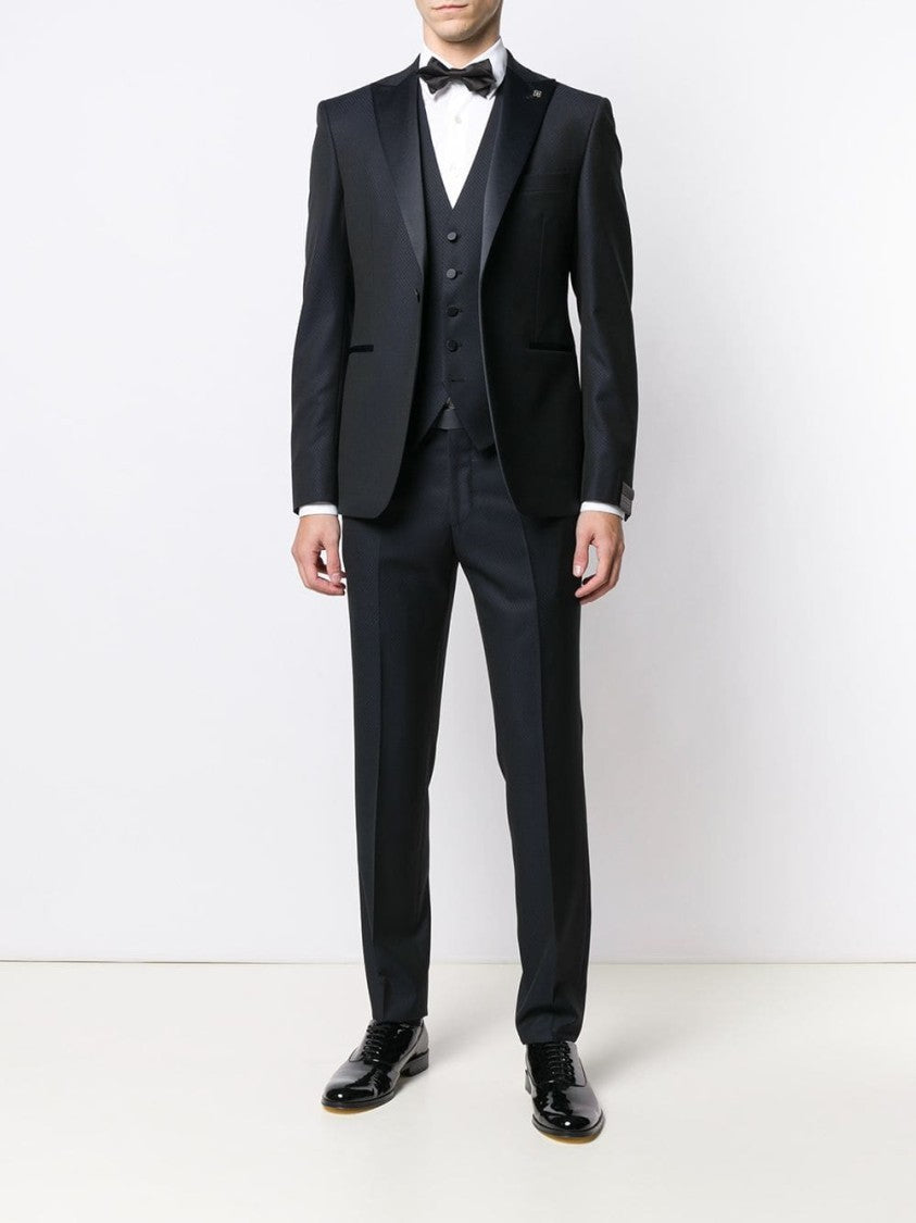 Tagliatore Three-Piece Tailored Suit In Rich Blue Virgin Wool