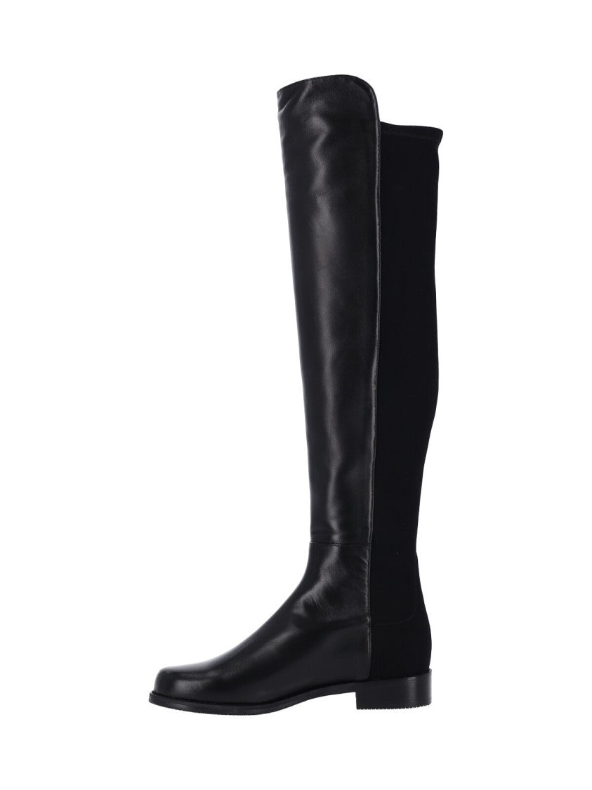 Stuart Weitzman Black 50/50 Stretch Gabardine Leather Boots