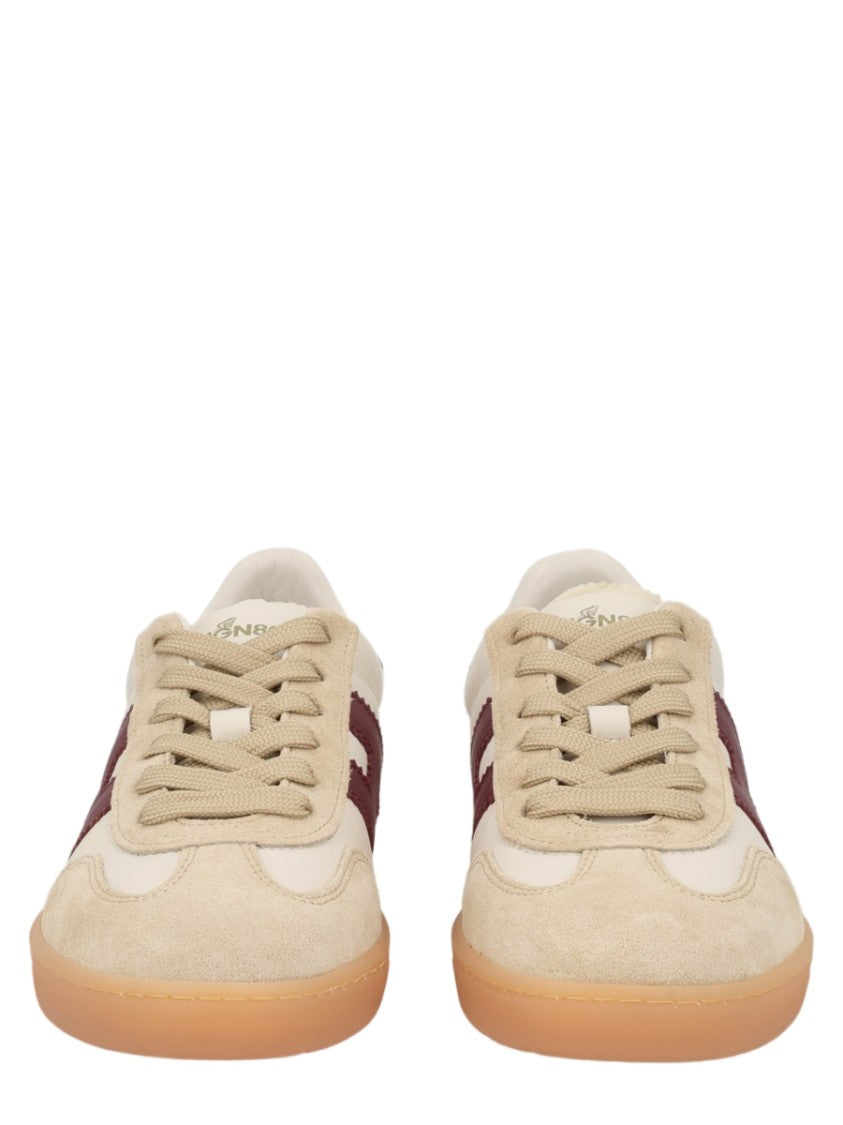 Hogan Cool Beige Burgundy Gum Sole Mutton-Calfskin Sneakers