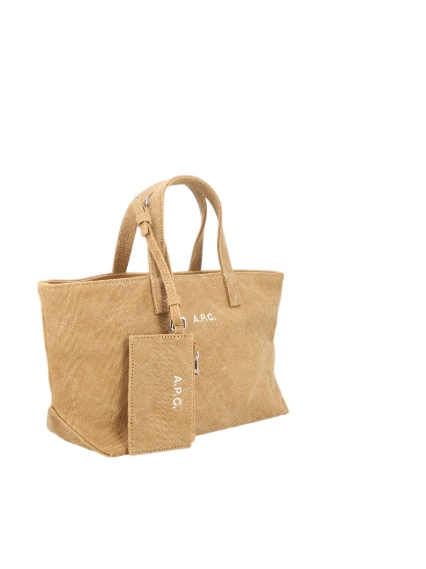 A.P.C. Rectangular Brown Cotton Tote Bag With Detachable Pouch