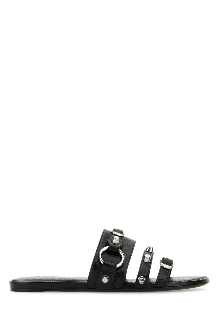 Balenciaga Black Leather City Slippers