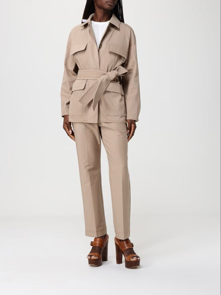 Max Mara Structured Beige Jacket With Belted Waist