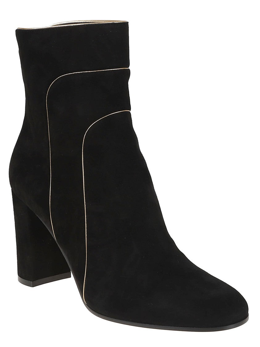 Gianvito Rossi Art Deco-Inspired Black Suede Booties