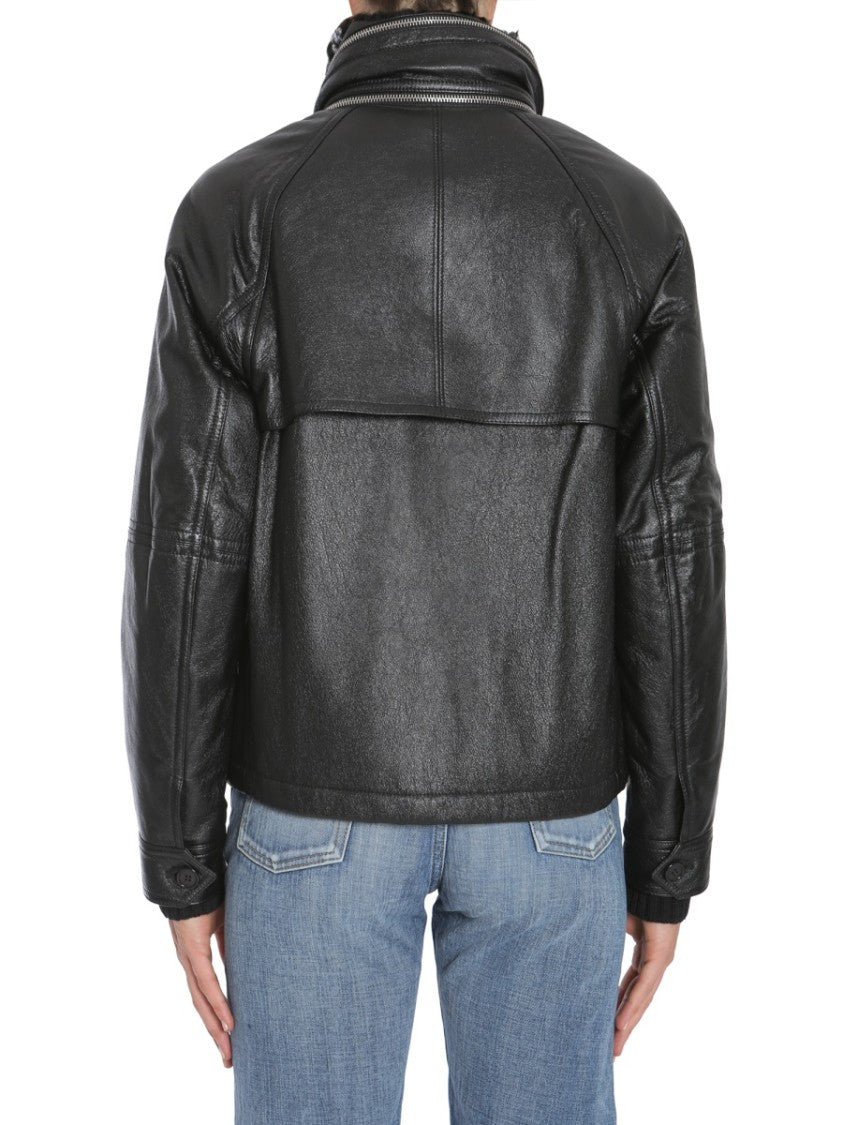 Saint Laurent Black Leather Bomber Jacket