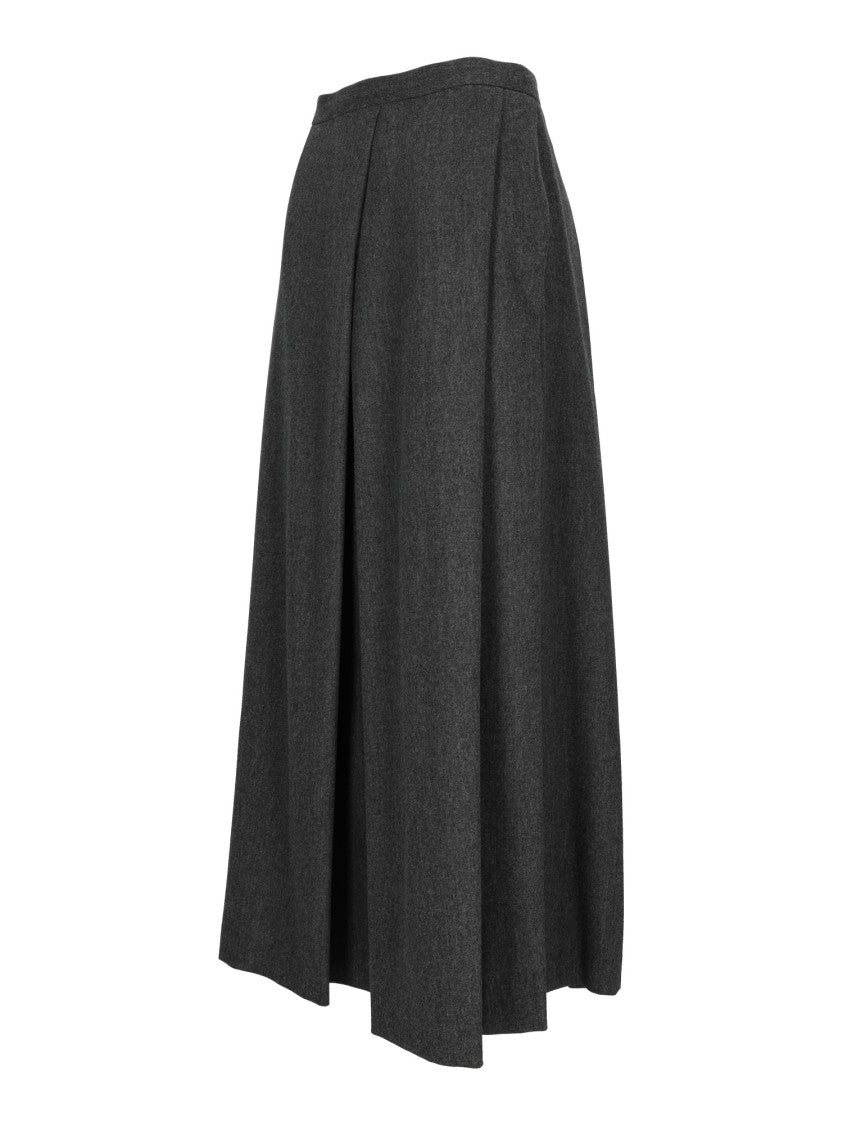 Emporio Armani Grey A-Line Pleated Midi Skirt