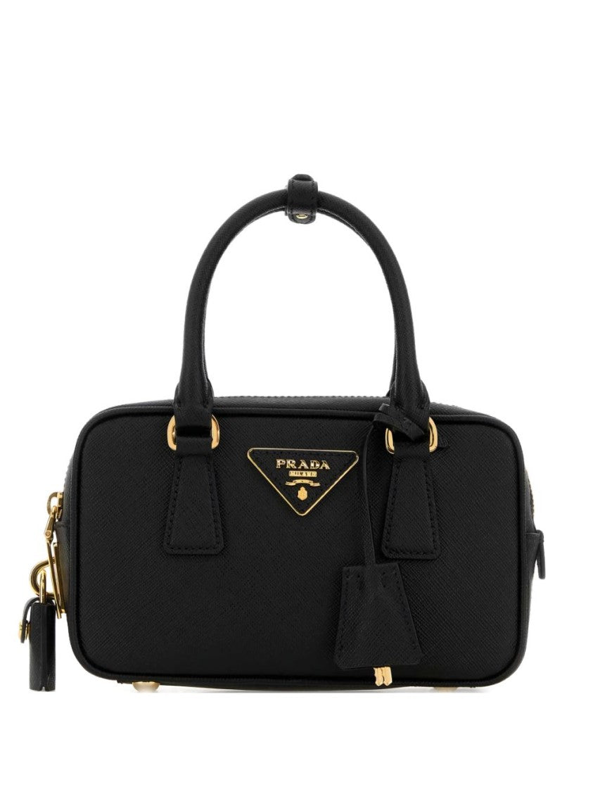 Prada Textured Leather Logo Plaque Handbag