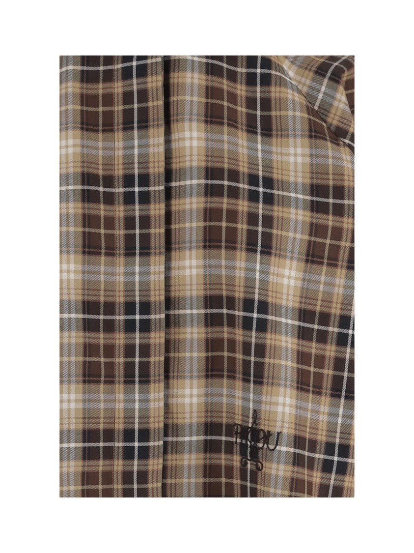 Patou Multi Checked Tied-Sleeve Cotton Blouse