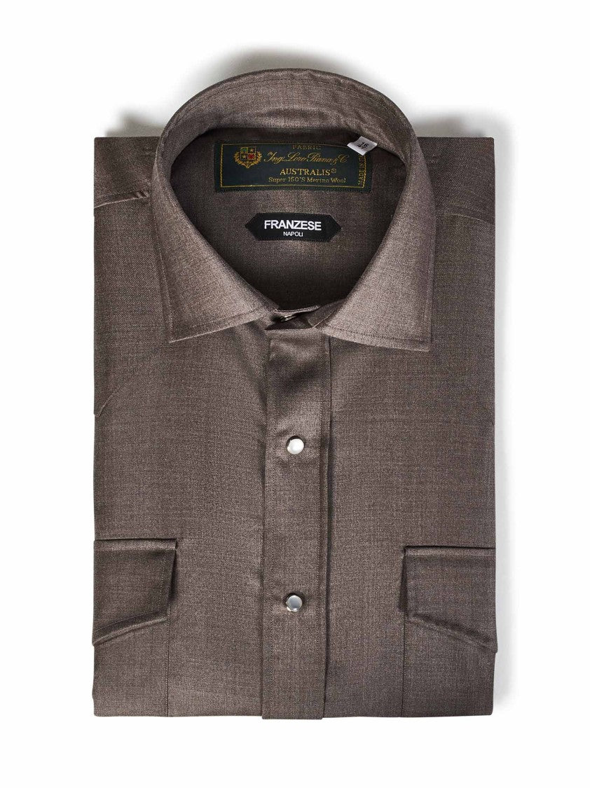Franzese Collection Tailored Western Shirt In Virgin Wool