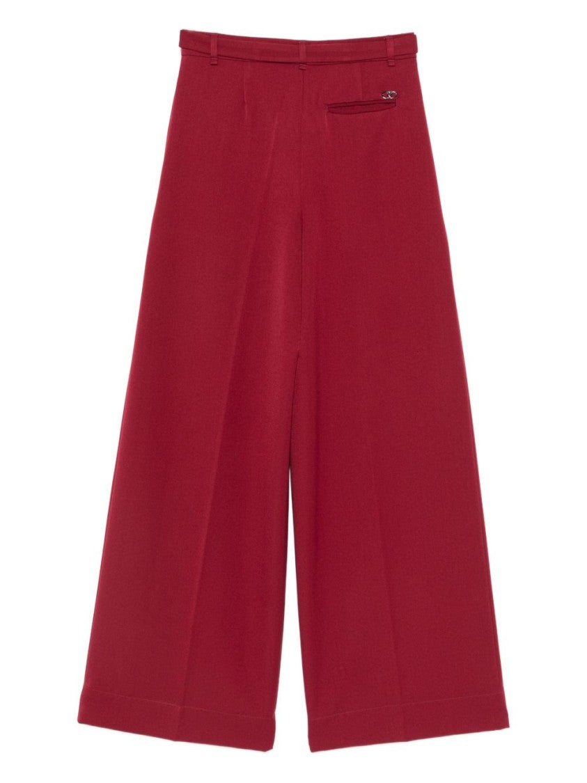Liu Jo Bordeaux Wide-Leg Trousers With Slim Belt