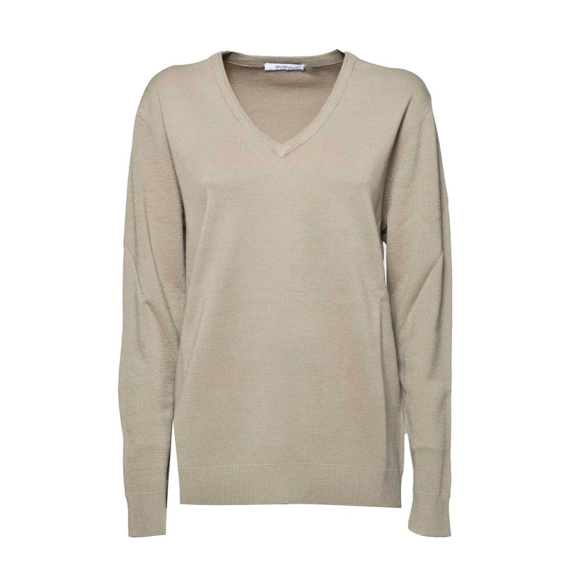 Max Mara Pevera V-Neck Sweater In Camel Wool