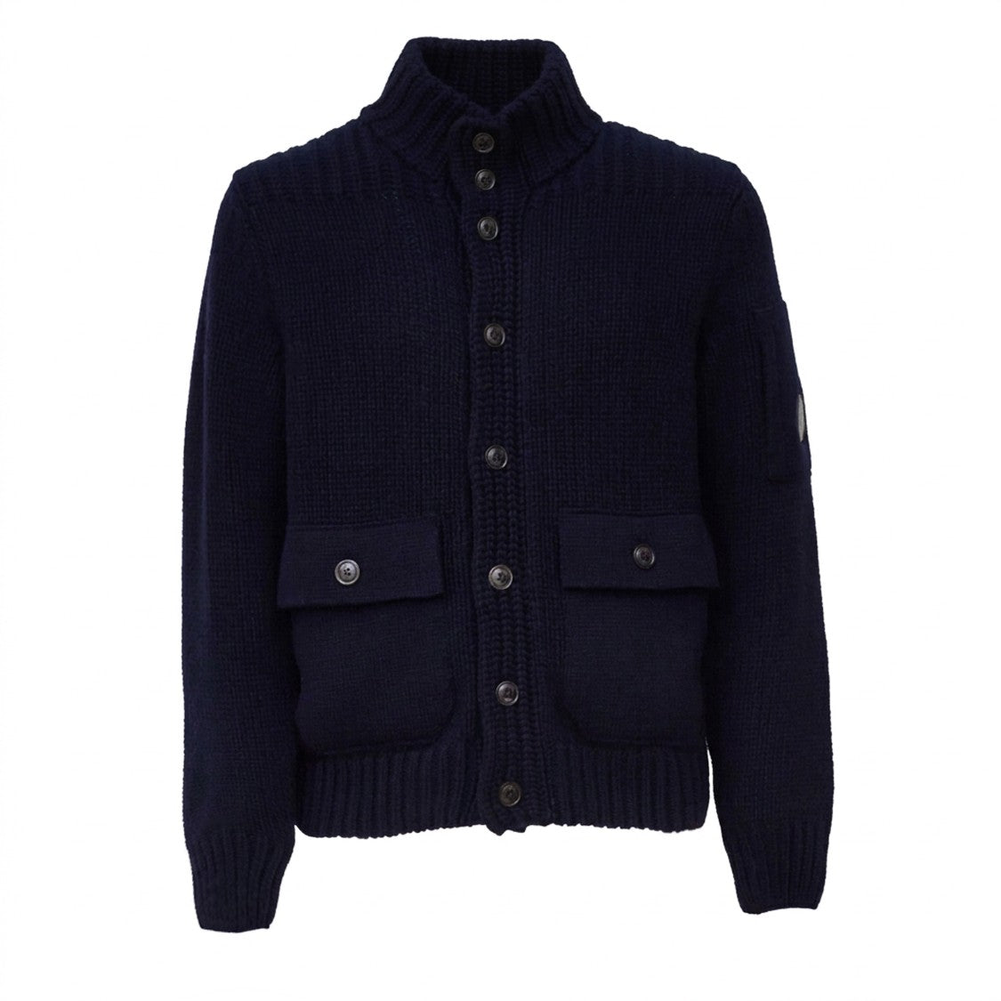 C.P. Company Button Lens Sweater With Ribbed Details And Flap Pockets