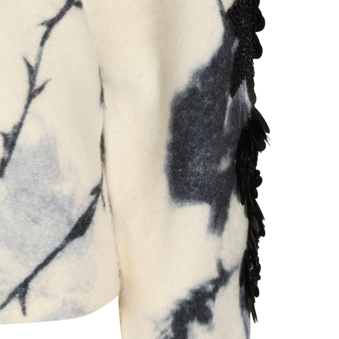 Blumarine Abstract Floral Appliqué V-Neck Sweater