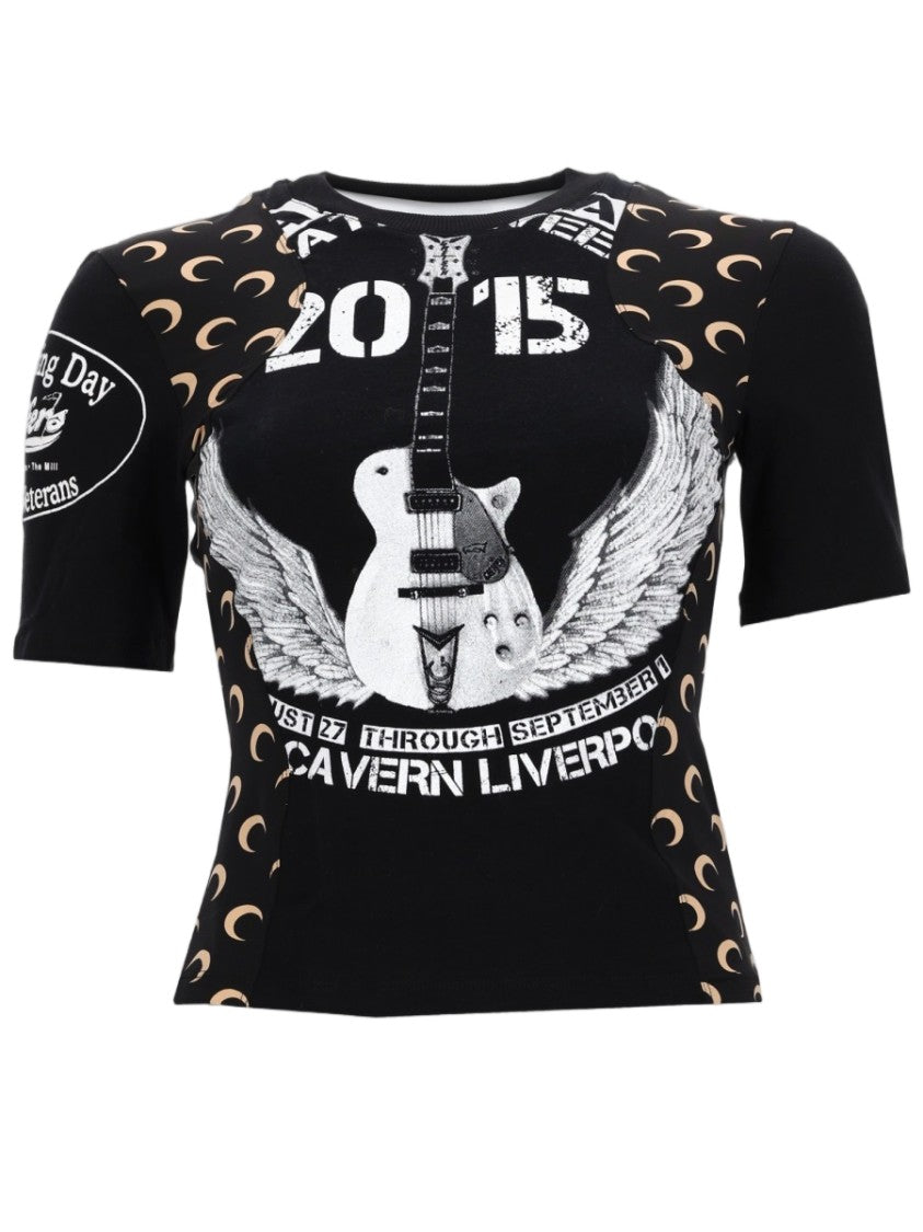 Marine Serre Guitar Print Cotton Crewneck T-Shirt