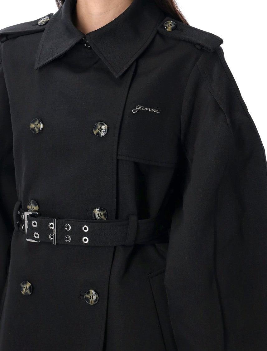 Ganni Twill Midi Trench Coat