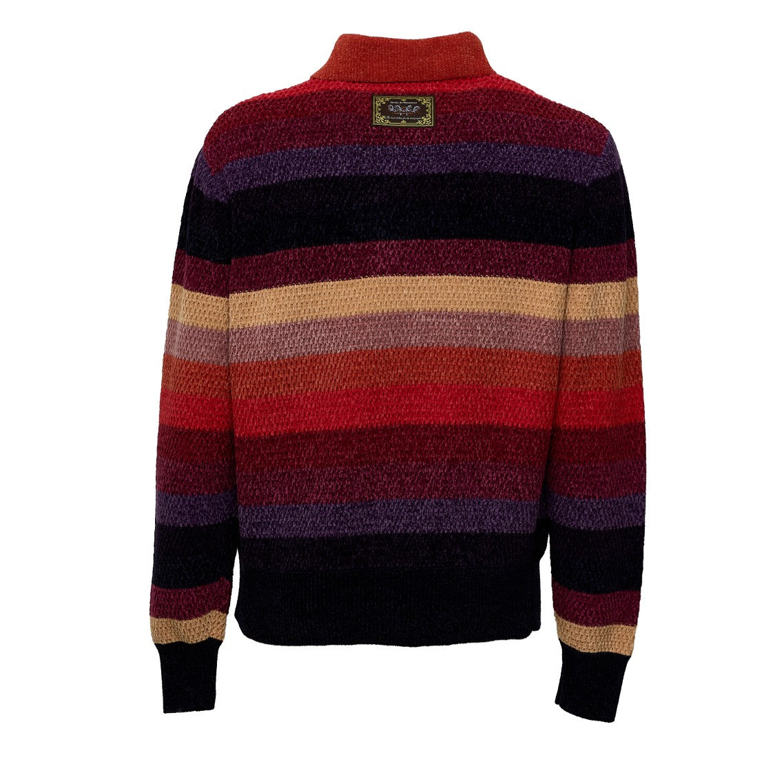 Drôle De Monsieur Chenille Striped Long Sleeve Polo Shirt