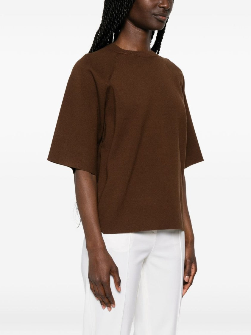 Max Mara Brown Raglan Sleeves Viscose T-Shirt
