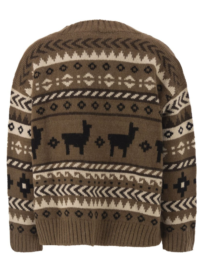 Max Mara Ovatta - Jacquard Cardigan In Alpaca And Wool