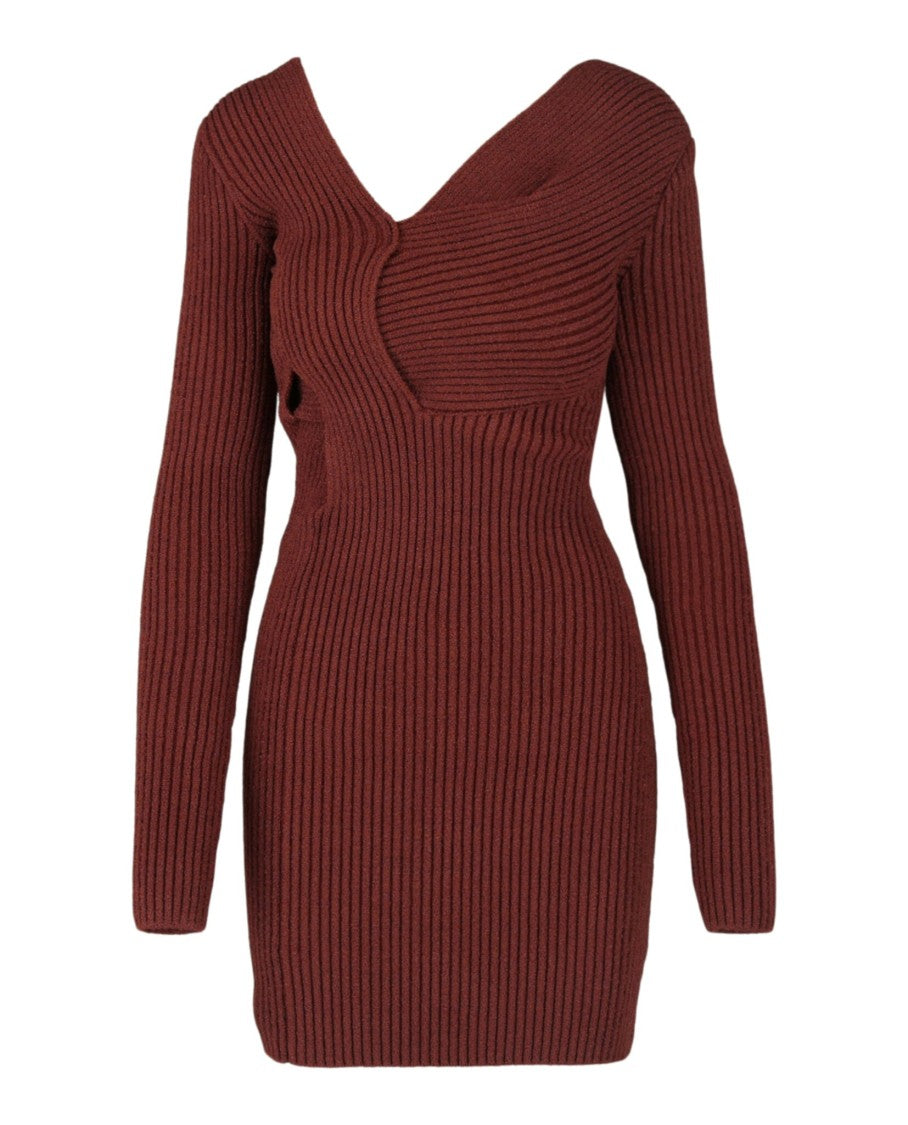 Bottega Veneta V-Neck Twist Knit Sweater With Asymmetrical Neckline