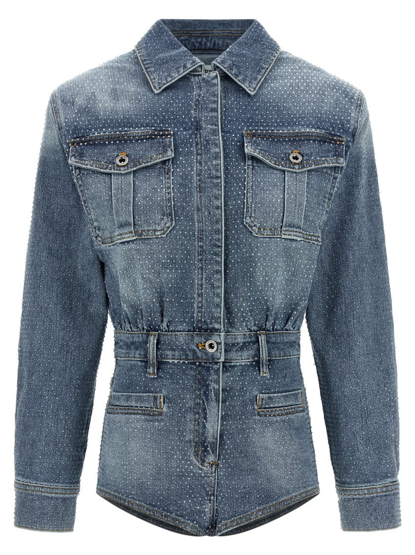 Self-Portrait 'Rhinestone Denim' Jumpsuit
