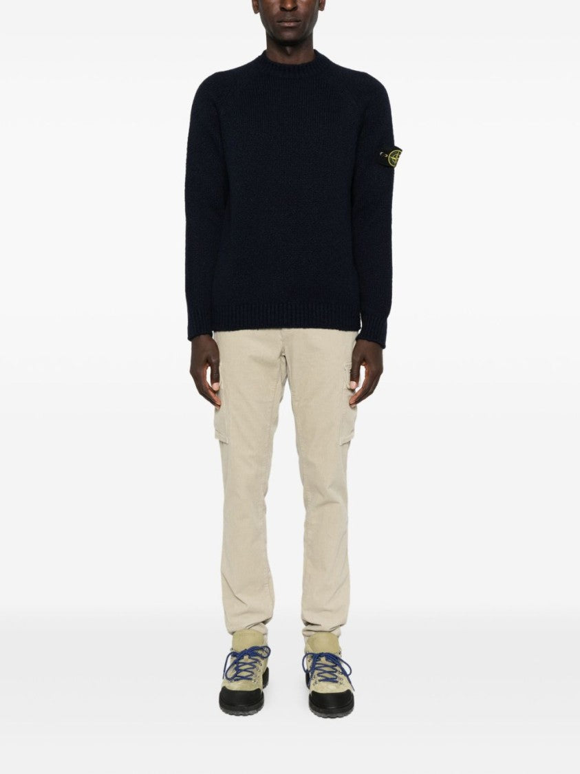 Stone Island Textured Knit Black Sweater With Relaxed Silhouette