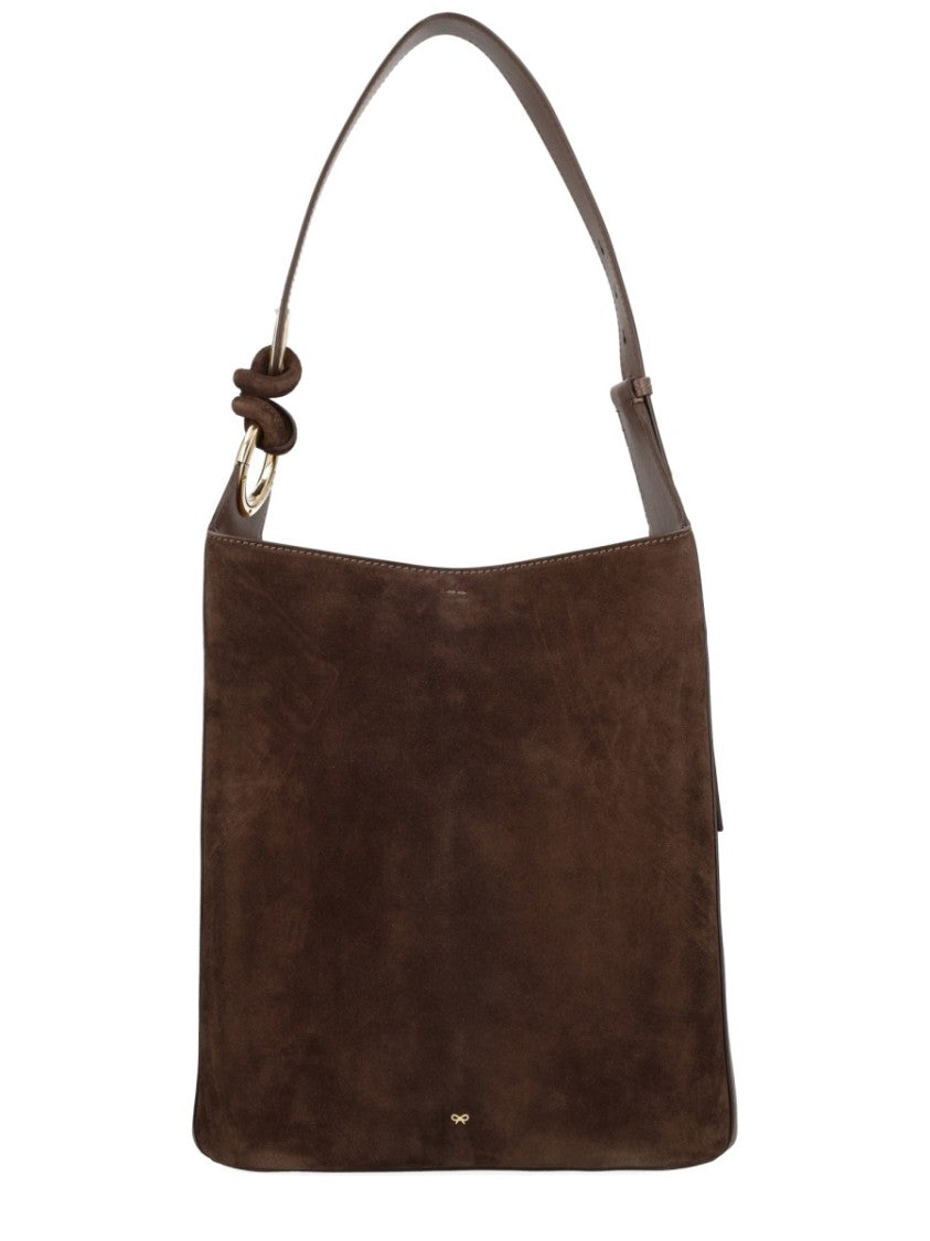 Anya Hindmarch Ringo Suede Smooth Leather Structured Handbag
