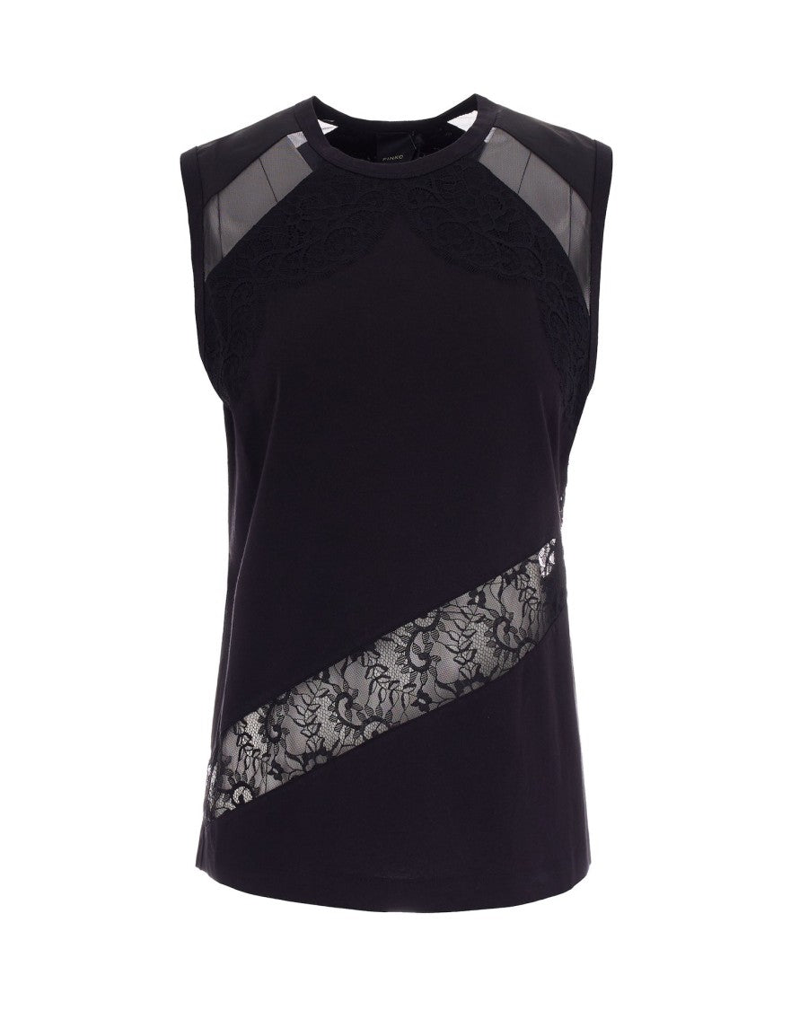 Pinko Black Molly Tank Top With Inserts