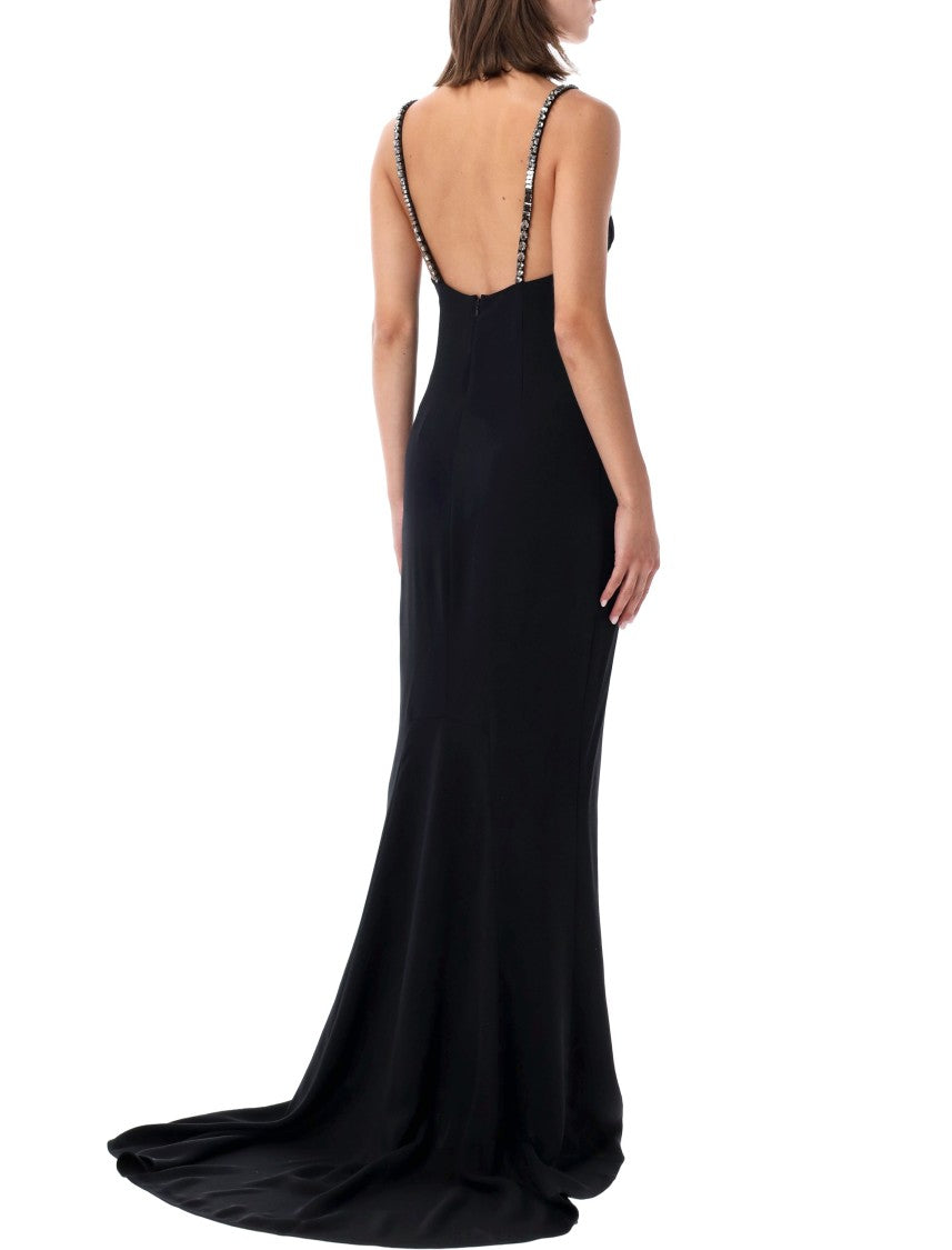 Stella Mccartney Floor-Length Embellished Evening Gown With V-Neckline And Straps