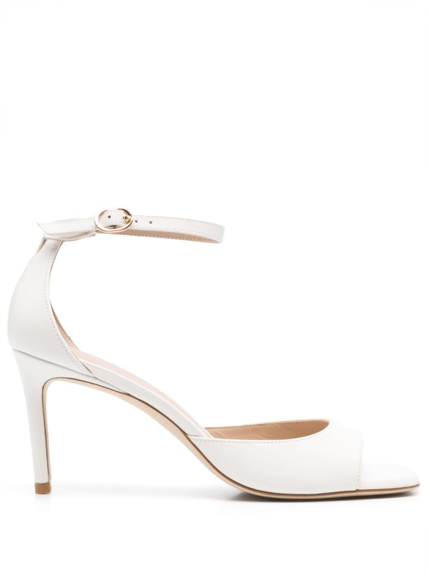 Stuart Weitzman Open-Toe Beige Sandals With Delicate Ankle Strap