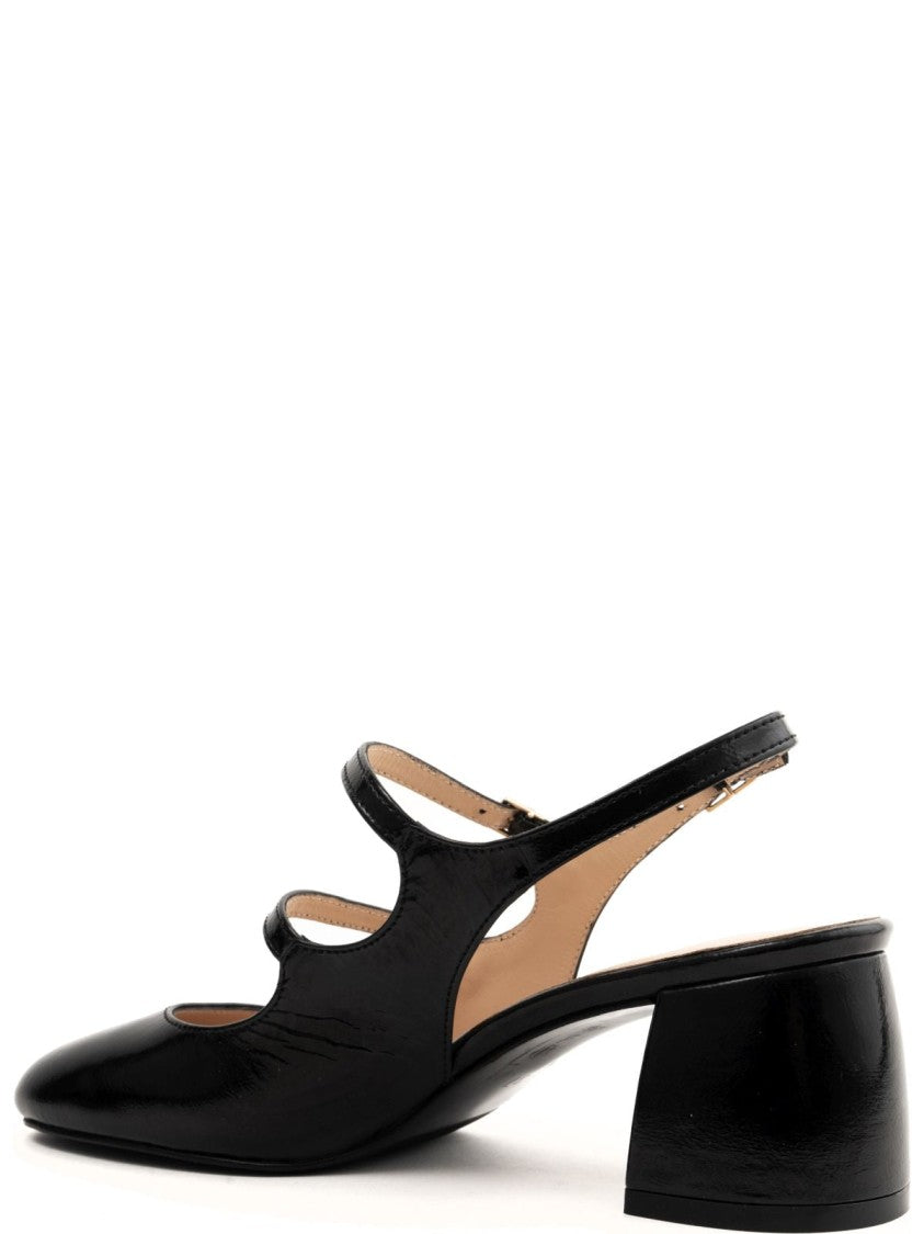 Sergio Moretti Part-Open Black Cow Leather Mid-Heel Pumps