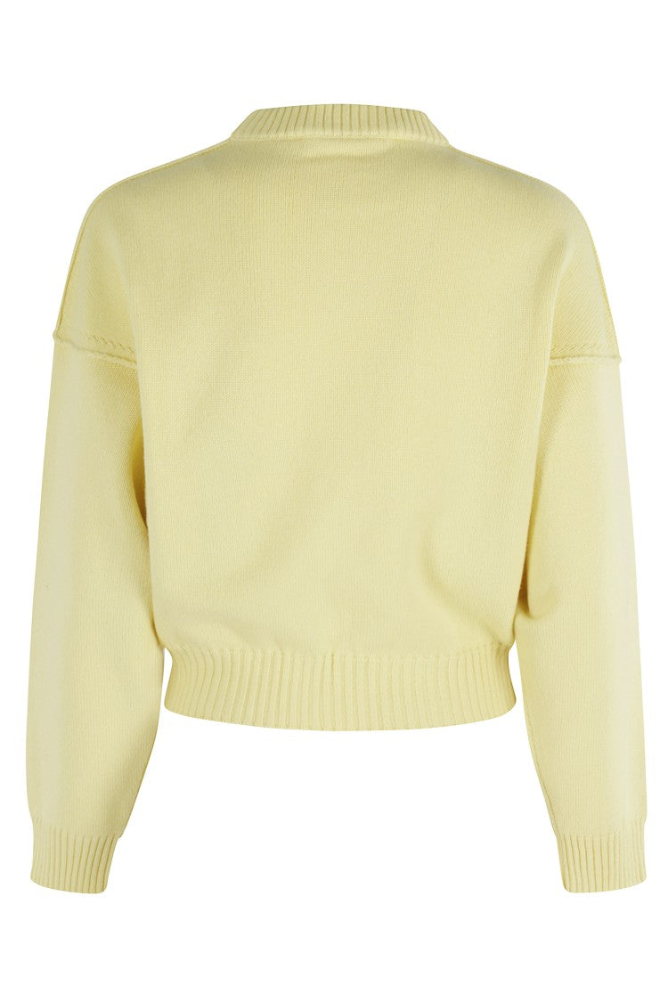 Tela Kebria Pattern Merino Wool Sweater With Batwing Sleeves