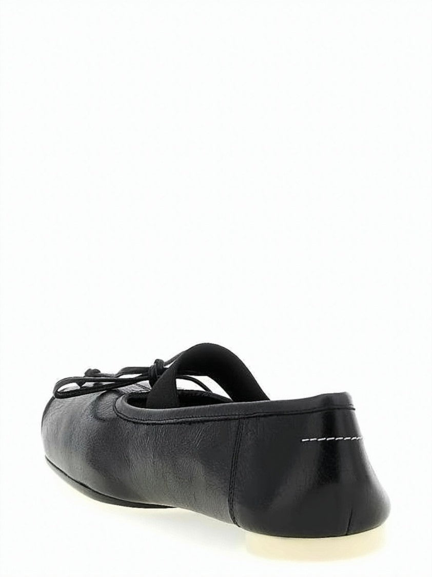 Mm6 By Maison Margiela Square Toe Calf Leather Ballet Flats