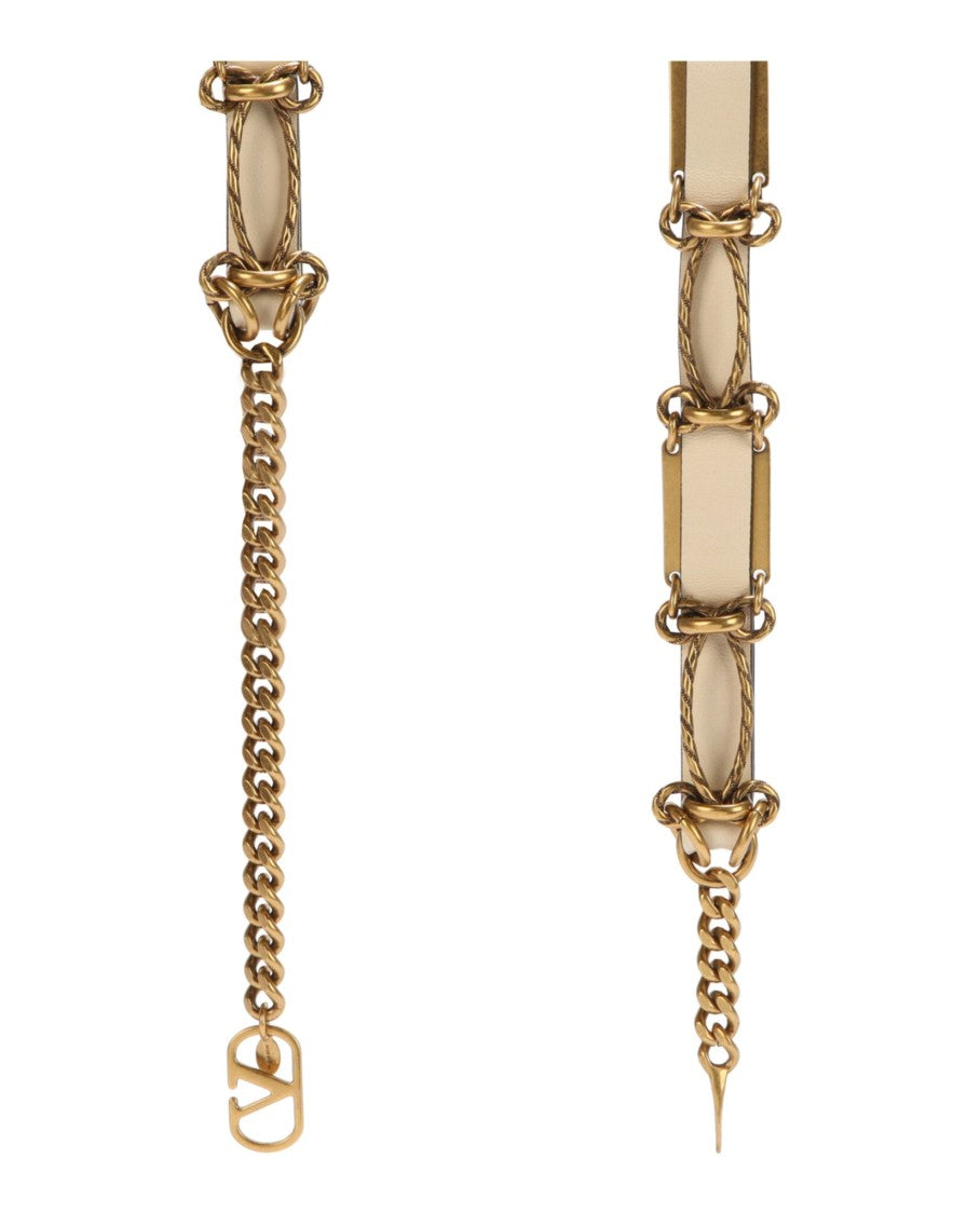 Valentino Chain-Link Leather Belt