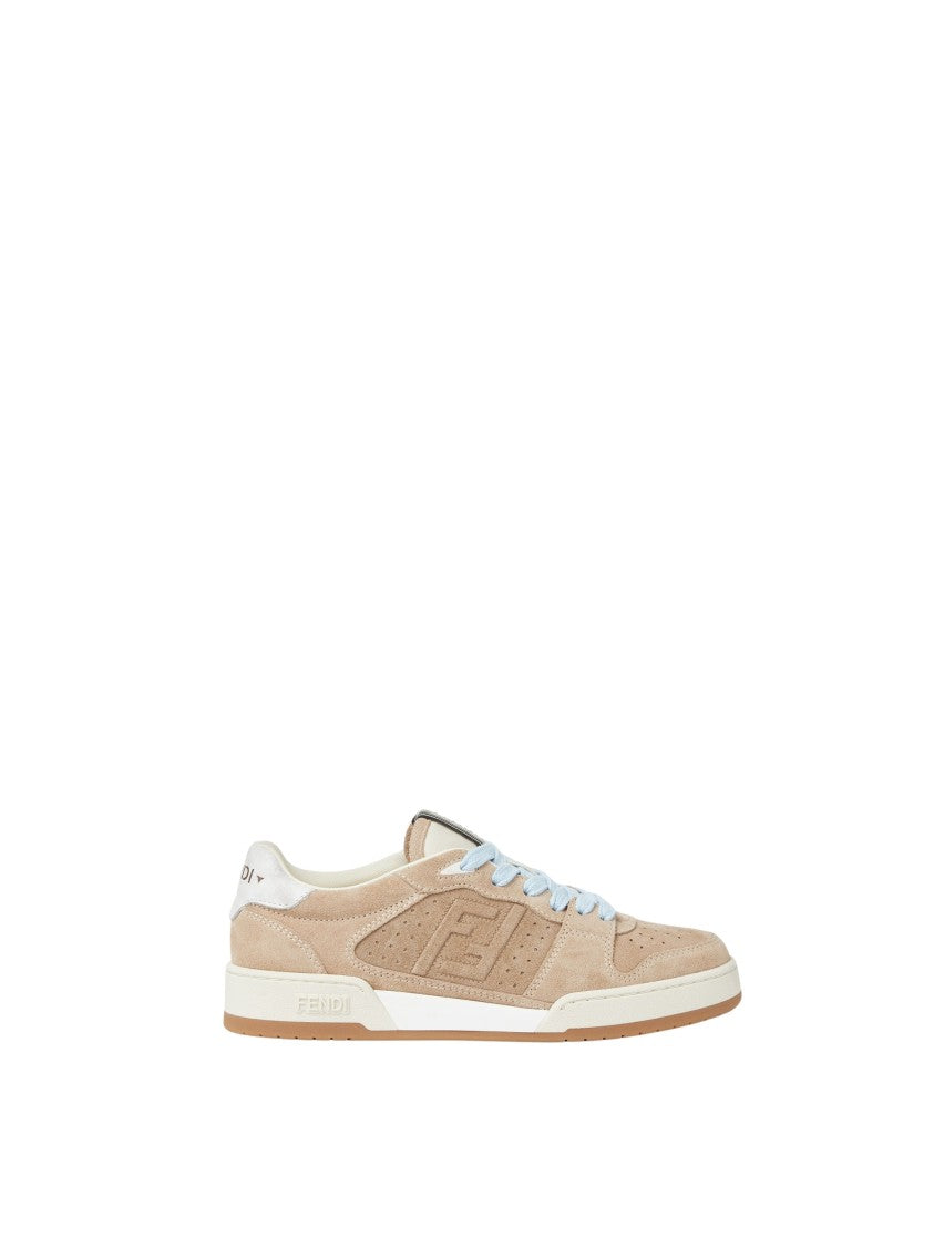 Fendi Match Beige Suede Low-Top Sneakers