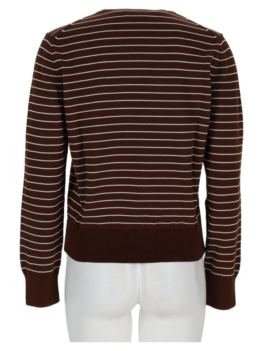 A.P.C. Brown Striped Knit Sweater With Subtle Logo Detail