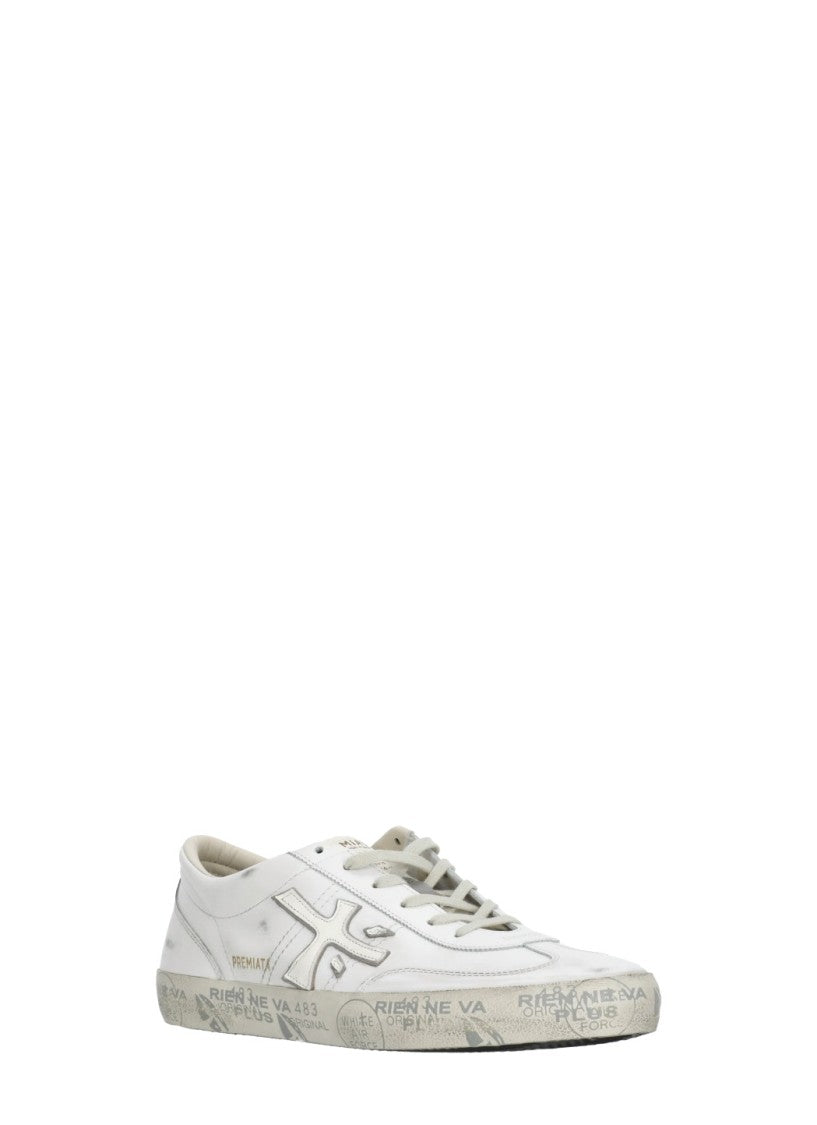 Prmt White David 8091 Lettering Leather Sneakers