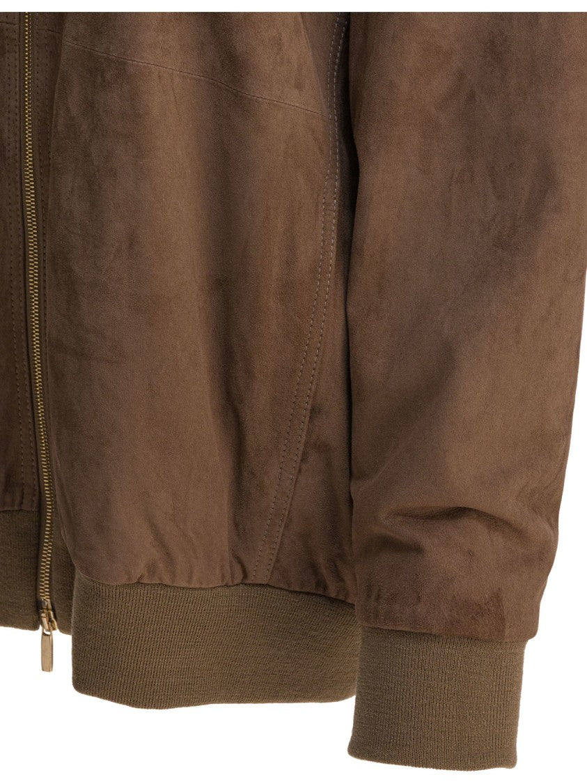 Max Mara Brown Suede Jacket With Relaxed Fit