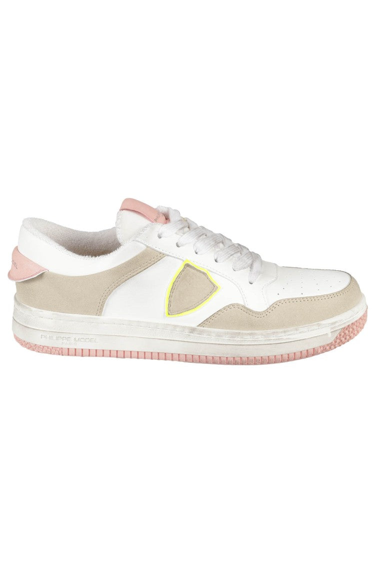 Philippe Model White And Pink Lyon Low Sneakers